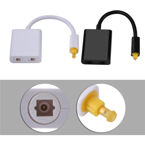 Dual Port Toslink Digital Audio Splitter Adapter Audio Cable Fiber Optic Audio Cable 1 in 2 Out(Black)