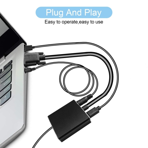 1080P VGA to HDMI Converter Adapter for Computer, Desktop, Laptop, PC, Monitor, Projector, HDTV