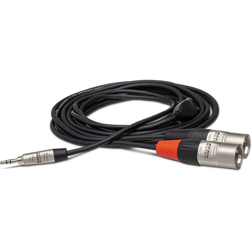 HMX-003Y 3.5 mm TRS to Dual XLR Pro Stereo Breakout Cable, 3 Feet