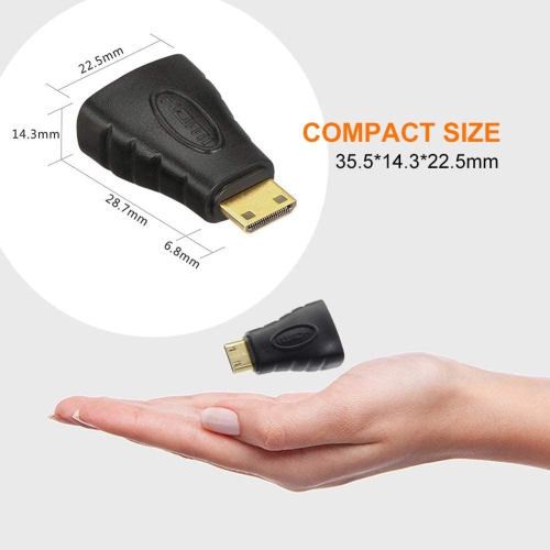 HDMI Mini Adapter Gold Plated Connector Mini HDMI Male to Standard HDMI Female Converter Black Compatible