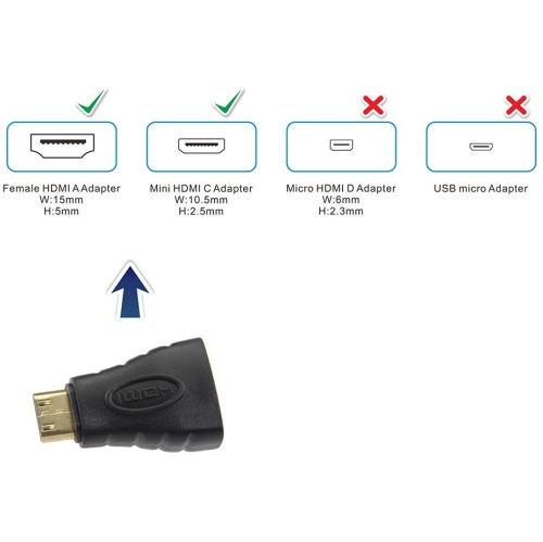 HDMI Mini Adapter Gold Plated Connector Mini HDMI Male to Standard HDMI Female Converter Black Compatible
