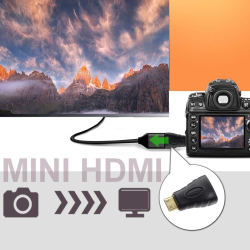 HDMI Mini Adapter Gold Plated Connector Mini HDMI Male to Standard HDMI Female Converter Black Compatible