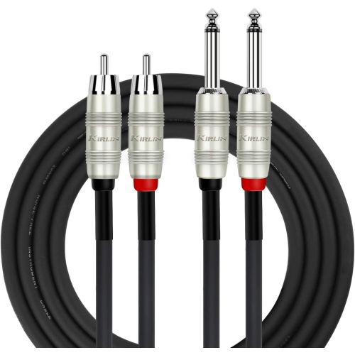 AP-403PR-06/BK - 6 Feet - Dual RCA to Dual 1/4-Inch Patch Cable