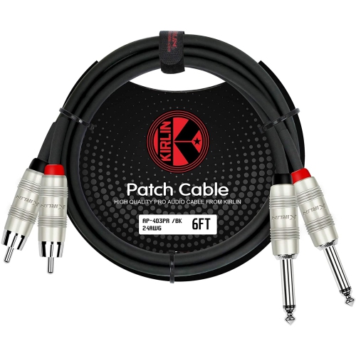 AP-403PR-06/BK - 6 Feet - Dual RCA to Dual 1/4-Inch Patch Cable