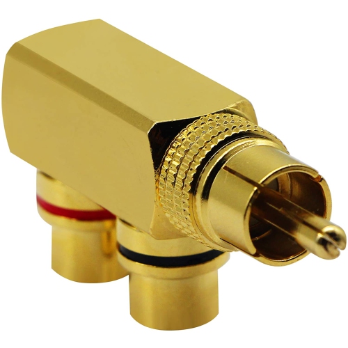 RCA Splitter Adapter,90 Degree Right Angle RCA Male to 2 RCA Female Plug Audio Video Splitter Adapters