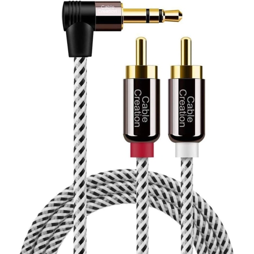 Image 1 de 5.. Câble 3,5 mm vers RCA, séparateur audio stéréo en y plaqué or de 6 pi mâle 3,5 mm vers mâle 2 RCA