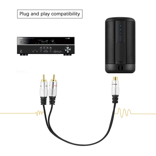 Câble audio adaptateur en y RCA, répartiteur coaxial numérique RCA femelle en alliage d’aluminium de qualité supérieure à 2 connecteurs RCA mâles