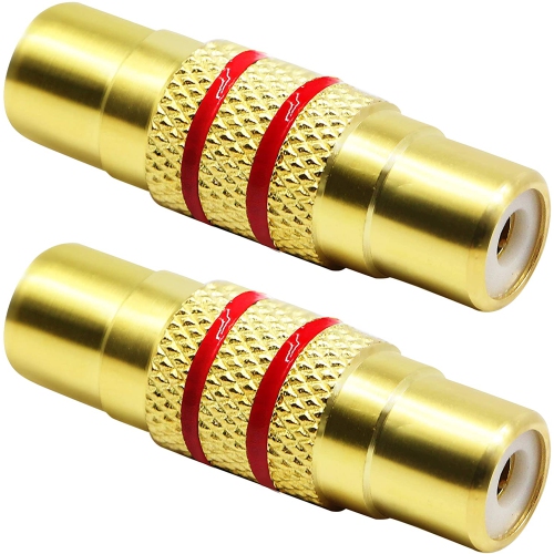 ALBERTATECH  (2-Pack) Plated Audio Video Rca Female to Rca Female Coupler Adapter A/v Joiner Video And Audio Coupler In Gold