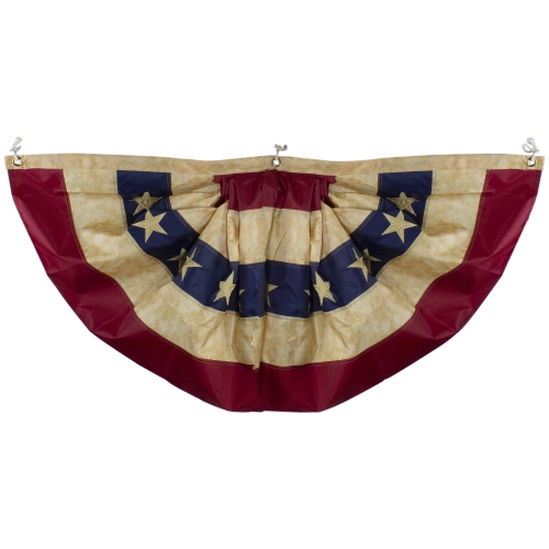 Patriotic Americana Tea-Stained Pleated Bunting Flag 24" x 48"