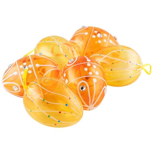Ensemble de 6 oeufs de Pâques en forme d’oeuf transparents scintillants jaune et orange – 3.25 po