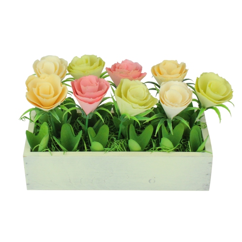Image 1 de 6.. Fleurs artificielles en pots jaune et blanc de 9.5 po