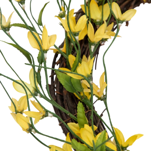 Forsythia Twig Artificial Floral Wreath, Yellow 12-Inch
