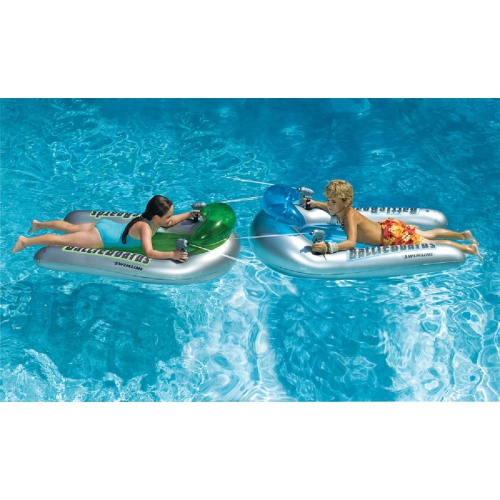 Set of 2 Green and Blue Water Sport Inflatable Battle Board Swimming Pool Squirters - 53"