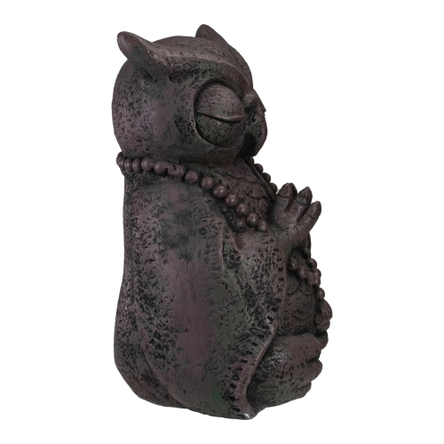 17" Dark Gray Meditating Buddha Owl Outdoor Garden Statue