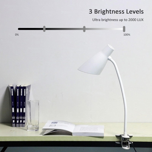 Three Touch Plug-in Table Lamp Modes 5000K-5500K Gooseneck Design Modern Design Office Home Dorm White - PrimeCables®