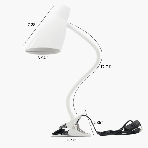 Three Touch Plug-in Table Lamp Modes 5000K-5500K Gooseneck Design Modern Design Office Home Dorm White - PrimeCables®