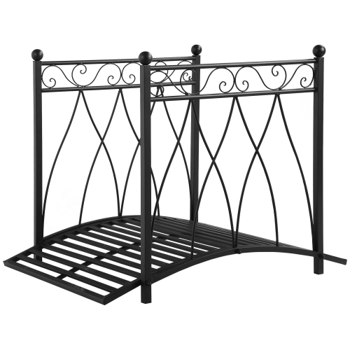 Outsunny – pont de jardin classique de 3,3 pi avec rampes de sécurité, pont décoratif pour bassin aux pieds Arc pour ruisseau d’extérieur, noir