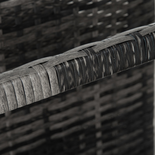 Outsunny Rolling Pool Storage Rattan Patio Furniture Outdoor Storage Wicker Organizer for Floats, Pool Noodles, Paddles, Balls, Towels, Accessories