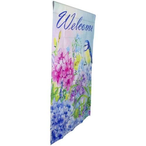Blue and Purple Welcome Bird Outdoor House Flag 28" x 40"
