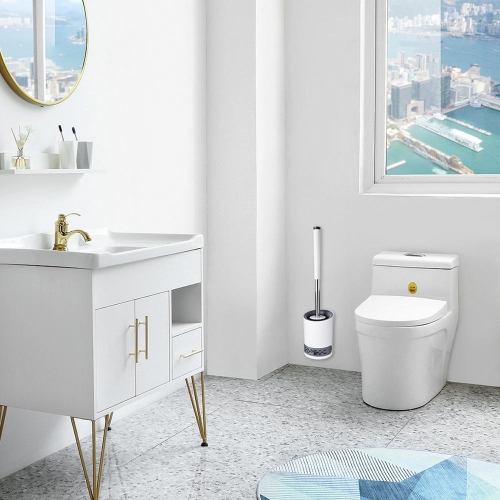 Wall Mounted Toilet Brush for Bathroom with Round Holder, Silicone Toilet Cleaning Kit for cleaning toilets sinks, washbasins and bathtubs