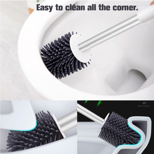 Wall Mounted Toilet Brush for Bathroom with Round Holder, Silicone Toilet Cleaning Kit for cleaning toilets sinks, washbasins and bathtubs