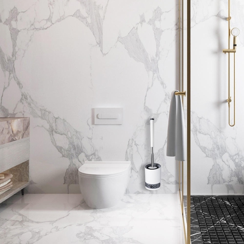 Wall Mounted Toilet Brush for Bathroom with Round Holder, Silicone Toilet Cleaning Kit for cleaning toilets sinks, washbasins and bathtubs