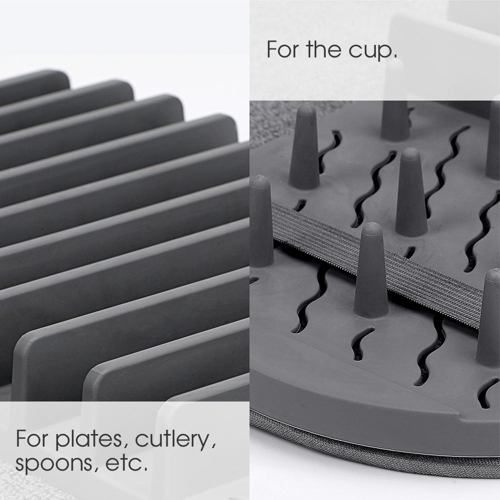 Kitchen Microfiber Dish Drying Mat, Folding Counter Dish Drain Pad with Removable Rack