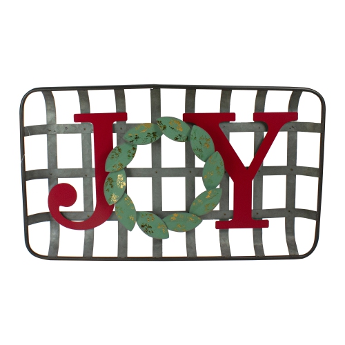 24" Red and Green "JOY" Rustic Tobacco Basket Christmas Wall Decor