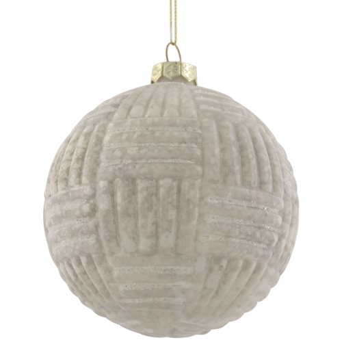 4" Cloudy White Geometric Glass Ball Christmas Ornament