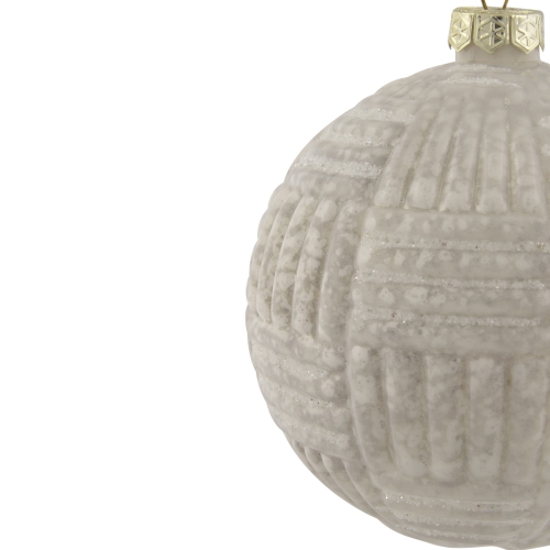 4" Cloudy White Geometric Glass Ball Christmas Ornament