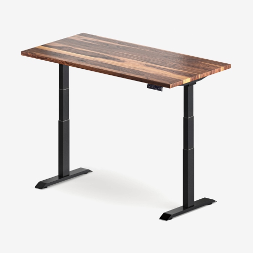 burotic Solid Wood Sit-Stand Desk – Electric Height Adjustable with Dual Motor – Solid Walnut Top – Black Frame – 24" x 48"