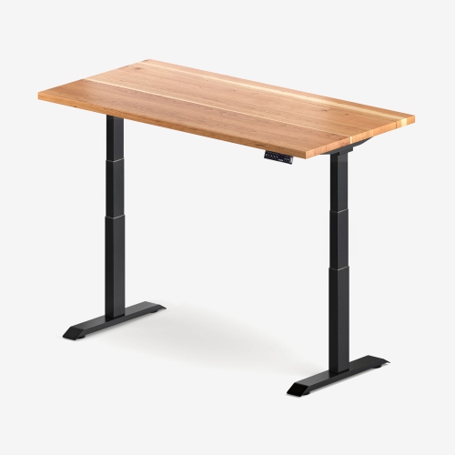 burotic Solid Wood Sit-Stand Desk – Electric Height Adjustable with Dual Motor – Solid Cherry Top – Black Frame – 24" x 48"
