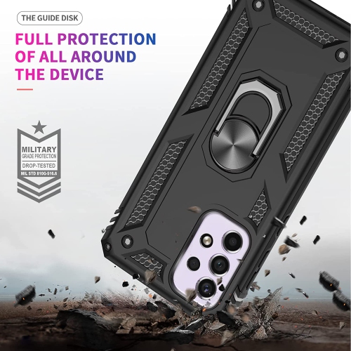 【CSmart】 Anti-Drop Hybrid Magnetic Hard Armor Kickstand Case with Ring Holder for Samsung Galaxy A03s, Navy