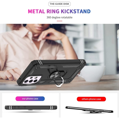 【CSmart】 Anti-Drop Hybrid Magnetic Hard Armor Kickstand Case with Ring Holder for Samsung Galaxy A03s, Rose Gold