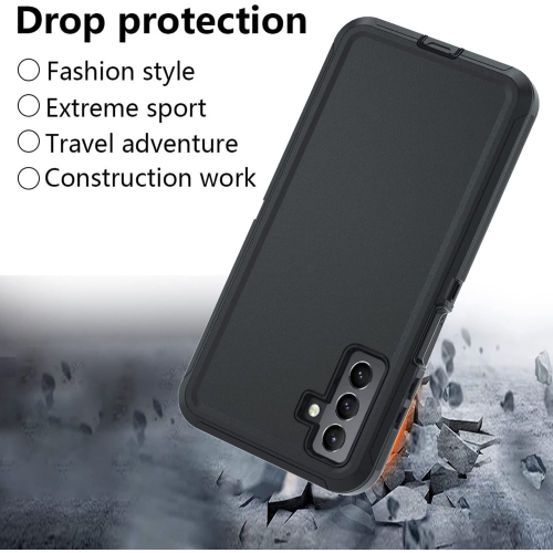 【CSmart】 Anti-Drop Triple 3 Layers Shockproof Heavy Duty Defender Hard Case for Samsung Galaxy A53 5G, Black