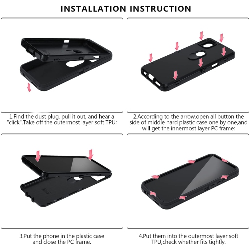 【CSmart】 Anti-Drop Triple 3 Layers Shockproof Heavy Duty Defender Hard Case for Samsung Galaxy A53 5G, Grey