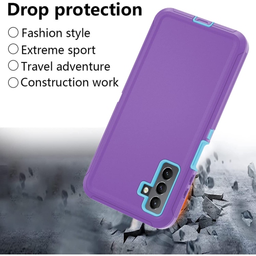 【CSmart】 Anti-Drop Triple 3 Layers Shockproof Heavy Duty Defender Hard Case for Samsung Galaxy A53 5G, Purple