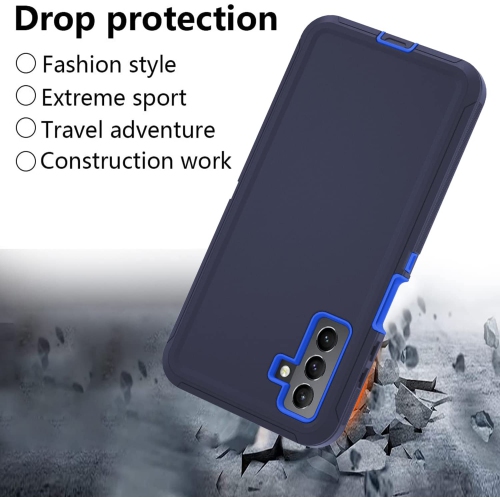 【CSmart】 Anti-Drop Triple 3 Layers Shockproof Heavy Duty Defender Hard Case for Samsung Galaxy A53 5G, Navy