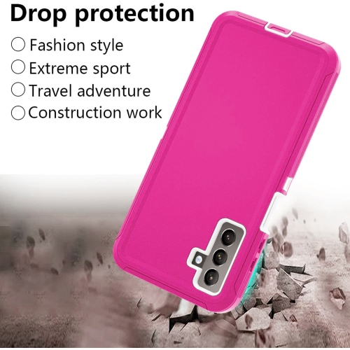【CSmart】 Anti-Drop Triple 3 Layers Shockproof Heavy Duty Defender Hard Case for Samsung Galaxy A53 5G, Hot Pink
