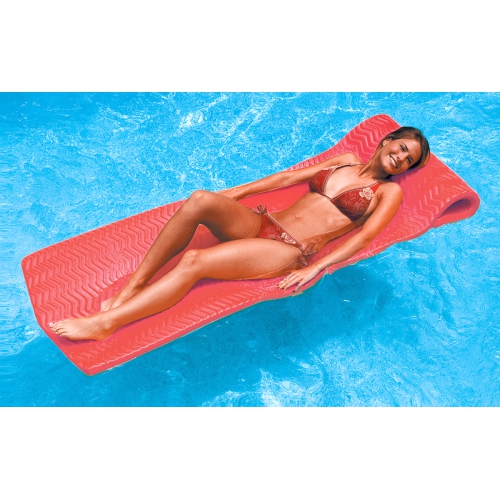 74" Water Sports Sofskin Coral Red Floating Swimming Pool Mattress Raft