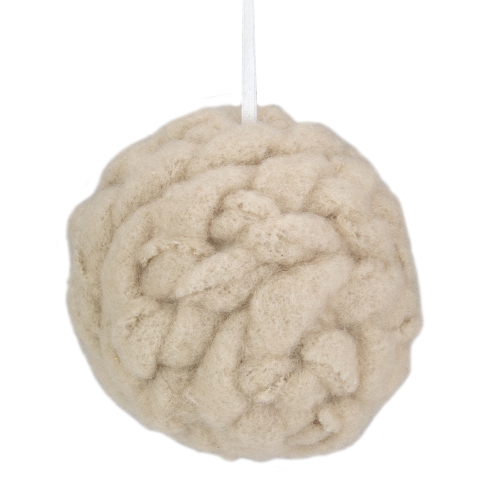 3.75" Beige Woven Yarn Ball Hanging Christmas Ornament