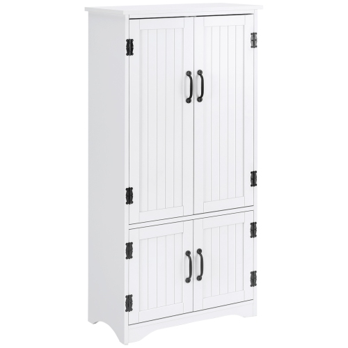 HOMCOM  Accent Kitchen Pantry, Floor Cupboard Storage Cabinet With Adjustable Shelves And Doors In White