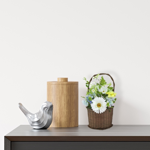 14.5" Blue and White Mixed Flower Artificial Spring Floral Arrangement with Basket