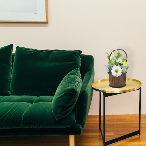 14.5" Blue and White Mixed Flower Artificial Spring Floral Arrangement with Basket