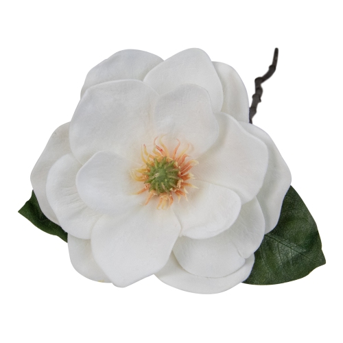 31" White and Green Artificial Magnolia Christmas Stem Decor