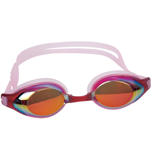 7" Pink Mirrored Competition Swimming Goggles