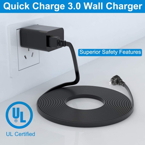 Blink XT XT2 Micro USB Cable with Charger Adapter, Charger Brick and Right Angled 90 Degree Micro USB End Charging Cord, Outdoor Waterproof Power