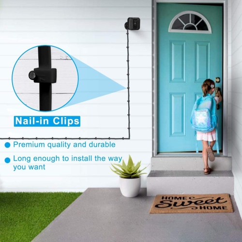 30 FT Blink XT XT2 Micro USB Cable with Charger Adapter, Charger Brick and Right Angled 90 Degree Micro USB End Charging Cord, Outdoor Waterproof