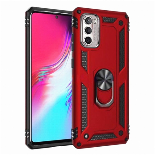 CSMART  【】 Anti-Drop Hybrid Magnetic Hard Armor Kickstand Case With Ring Holder for Motorola Moto G Stylus 2022 In Red