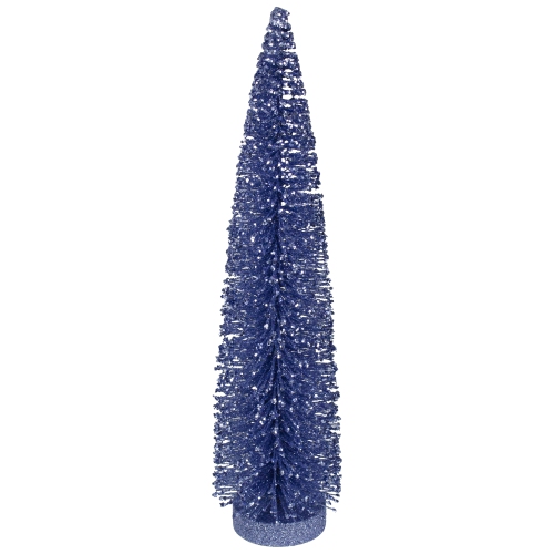 12" Blue Glitter Plastic Sisal Christmas Tree Tabletop Decor